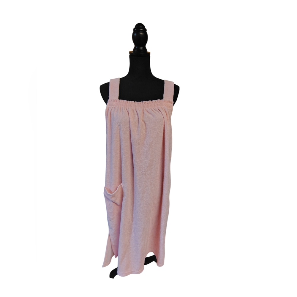 vtg 80s terry cloth Pink towel dress